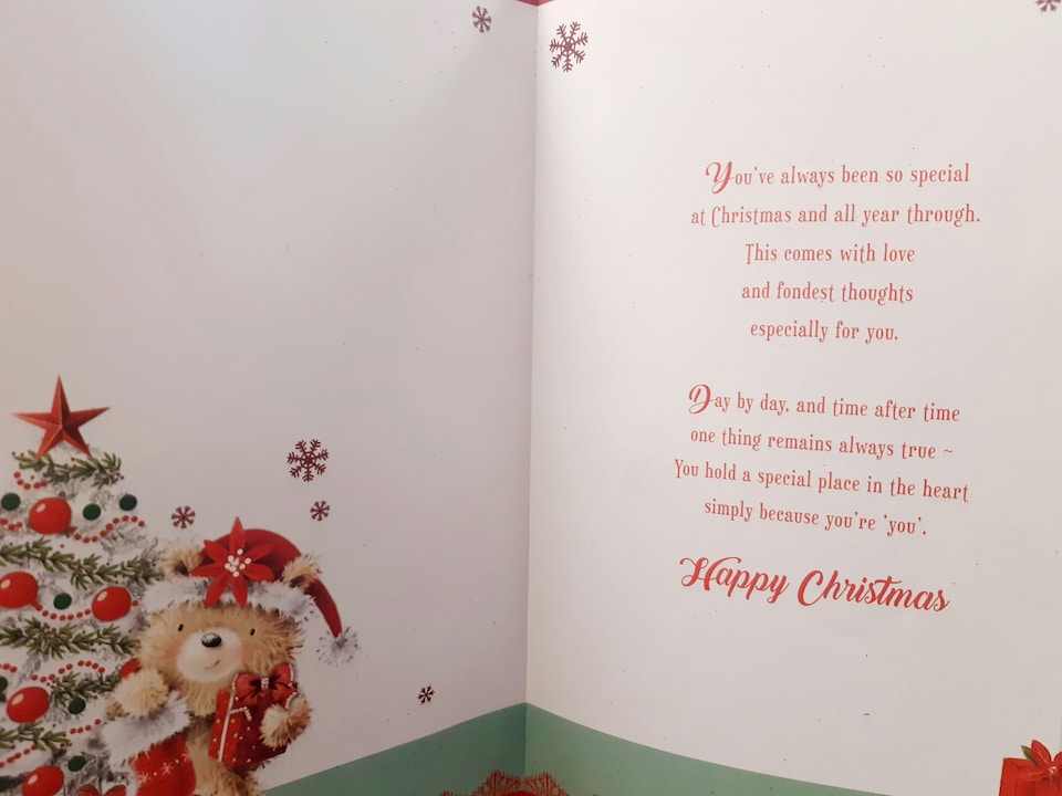 image 1 of Especially For You Teddy With Stocking and Gift Design Christmas Card