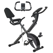 SPORTNOW Folding Exercise Bike with Arm Bands and Hand Pulse Sensor, Black