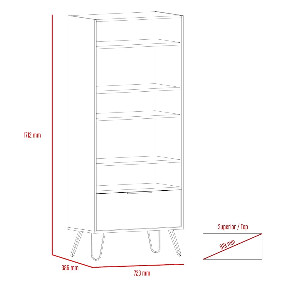 image 1 of Nevada Large Four Shelf Display Bookcase With Storage - Grey and Bleached Oak Effect with Industrial Metal Accents | Brown | Grey & Bleached Oak | One Size | 1