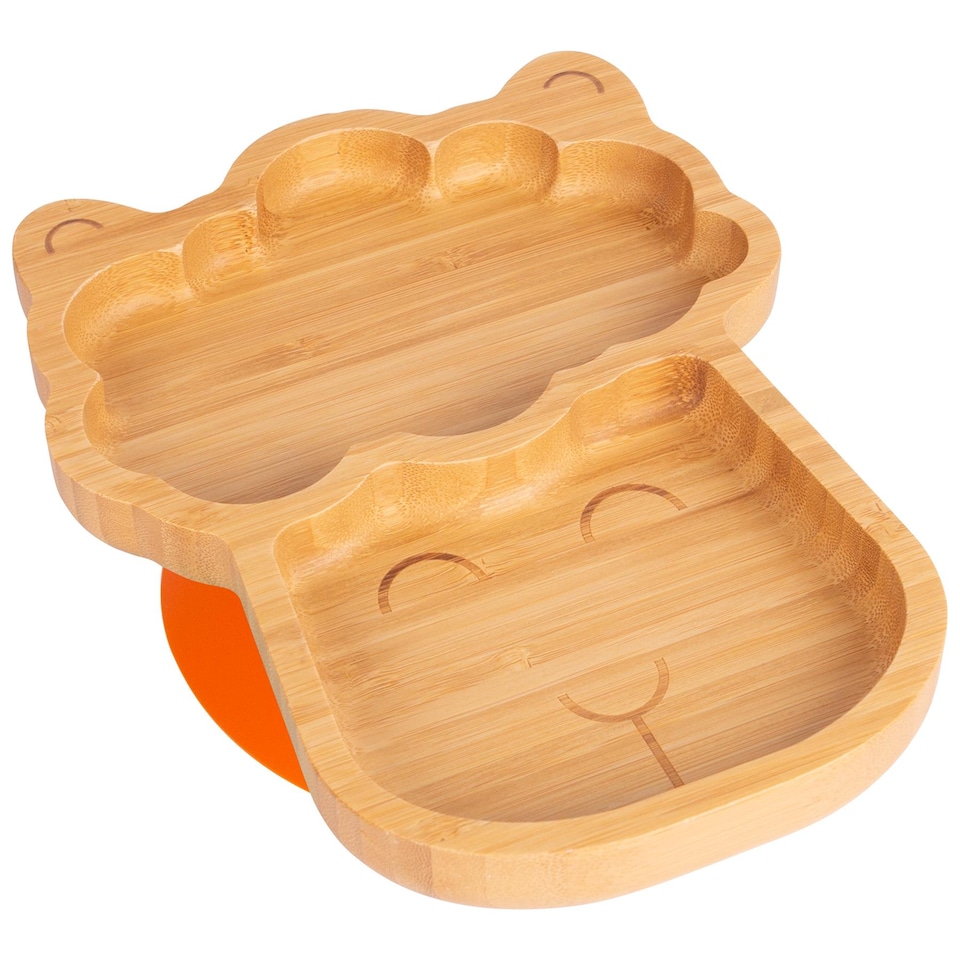 image 1 of Tiny Dining Bamboo Suction Plate - Llama/Orange - Divided Non-Slip Bamboo Self-Feeding Baby Weaning Plate | Orange | Orange