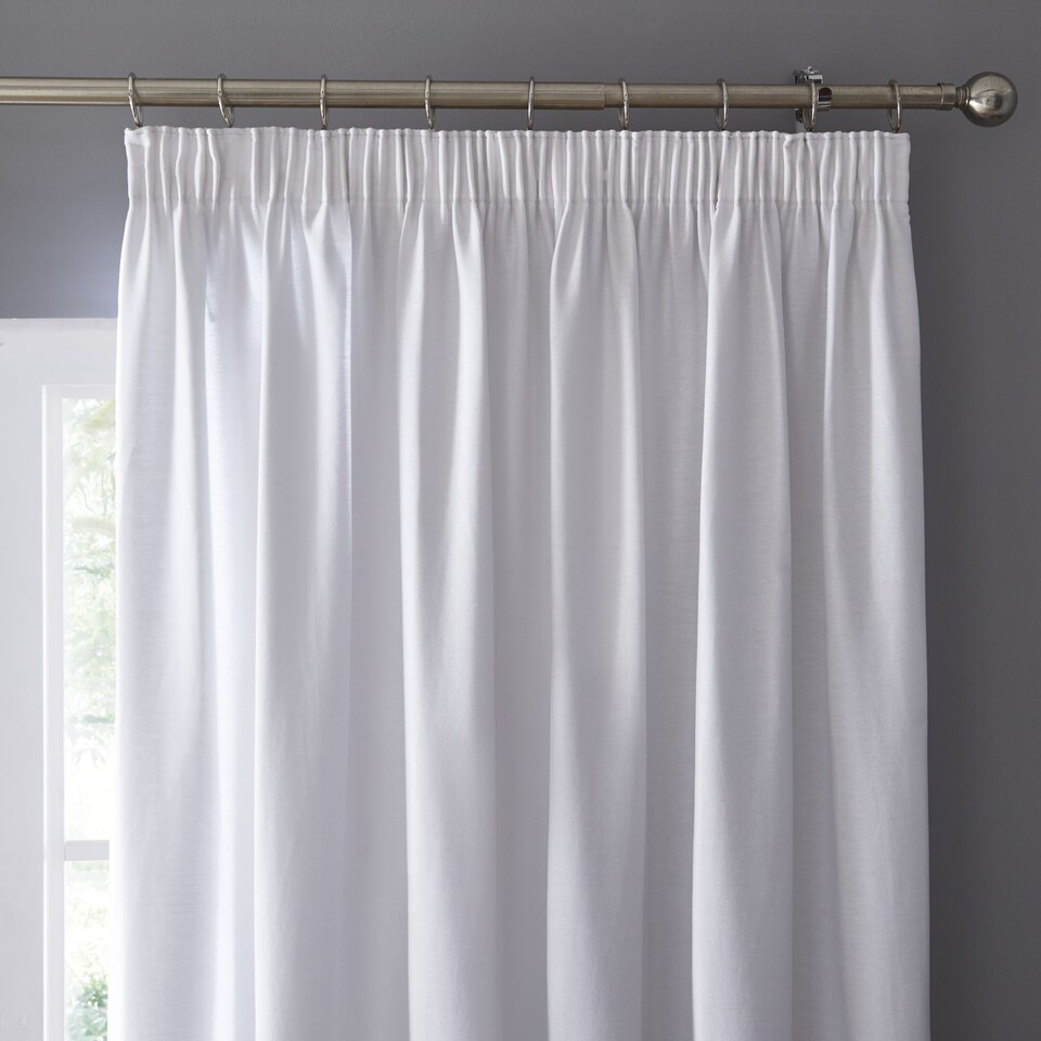 image 1 of Fusion Dijon Pencil Pleat Curtains White