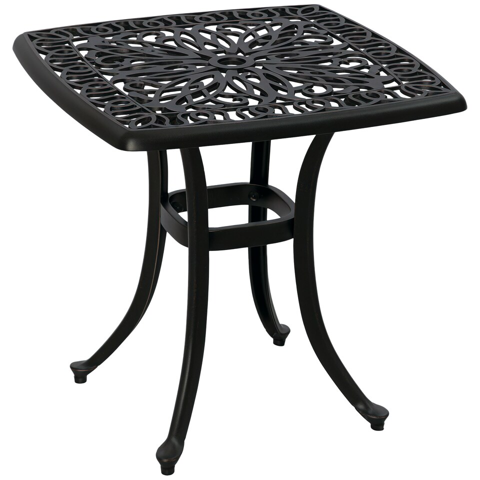 image 1 of Outsunny Cast Aluminium Bistro Table with Umbrella Hole, Bronze Tone