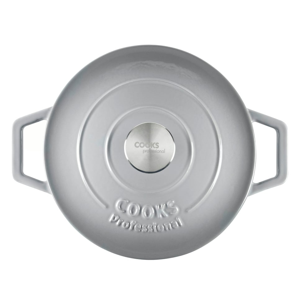 image 1 of Cooks Professional Cast Iron Casserole 20cm | 2.8L Capacity | Enamelled Inside & Out | Graduated Grey