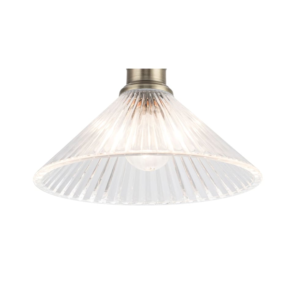 image 1 of COSYLYTE Bowley Bathroom Light Classic Ribbed Glass Ceiling Flush Light - Matt Black | Gold | 1