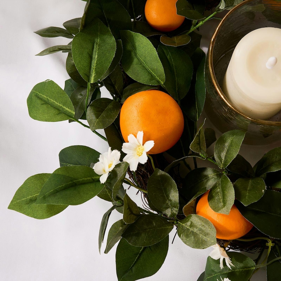 image 1 of OHS Natural Home Wall Table Decor Artificial Orange Wreath, 45cm - Orange