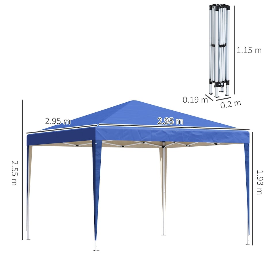 image 1 of Outsunny 3 x 3m Garden Pop Up Gazebo Marquee Party Tent Wedding Canopy Blue