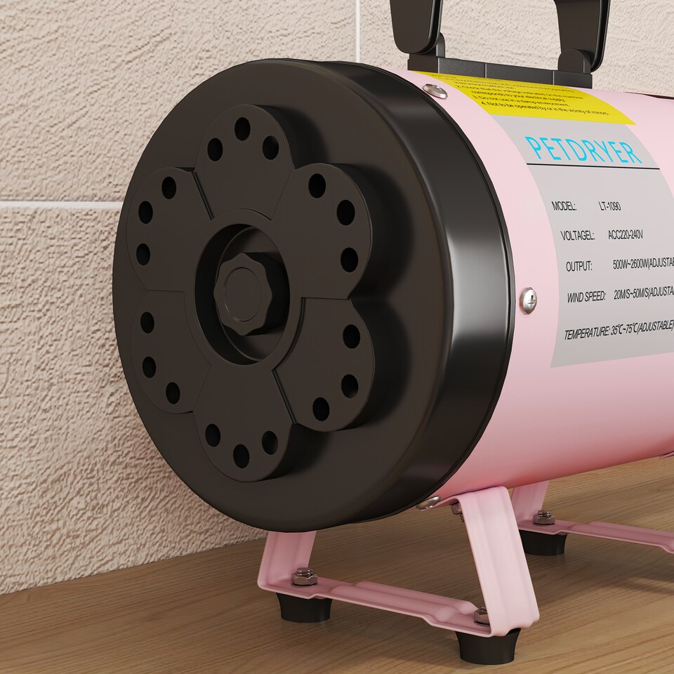 image 1 of PawHut 2200W Dog Hair Dryer with Adjustable Temperature & Velocity | Pink