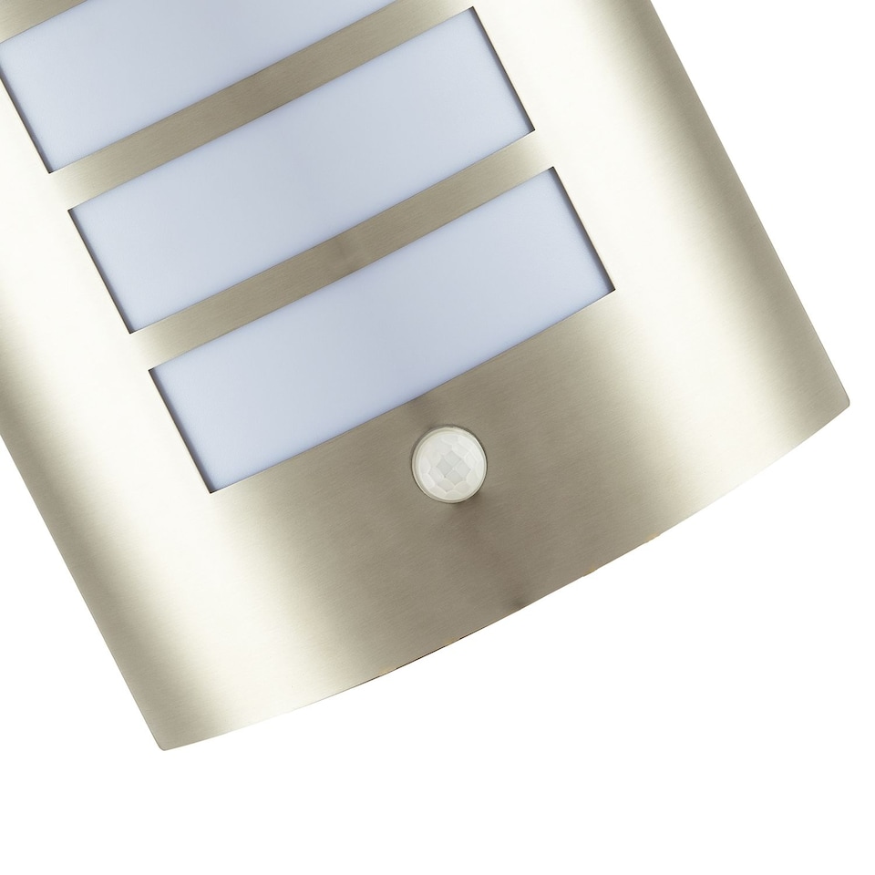 image 1 of Modern Outdoor IP44 Stainless Steel Flush Wall Lamp Fitting with PIR Sensor | Silver | Stainless Steel | 1