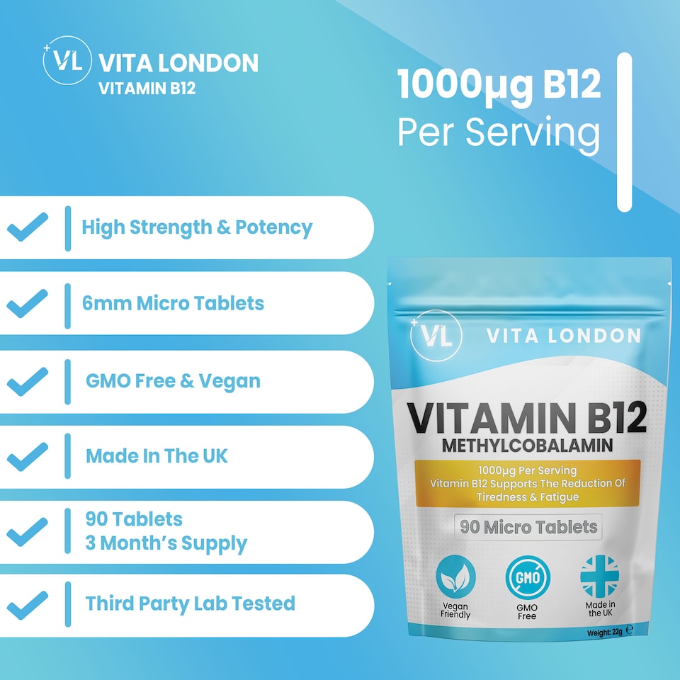 image 1 of Vitamin B12 Methylcobalamin Tablets - 1000µg - 90 Micro Tablets