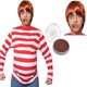 image 1 of Greedy Golden Ticket Winner Costume, Facepaint & Wig Red | 2XL