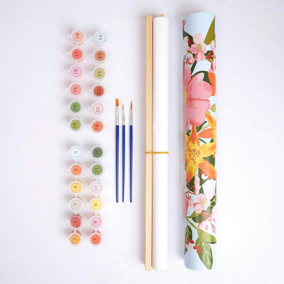 image 1 of RHS Paint by Numbers Kit, Flower Bloom, Multicoloured, 400 x 500mm
