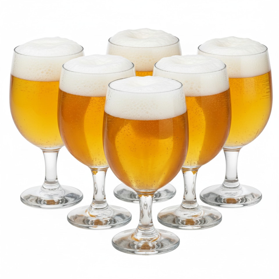 image 1 of 335ml Clear Footed Stemmed Beer Glasses Set of 6