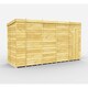 image 1 of 17 x 6 Feet Pent Shed - Single Door Without Windows - Wood - L178 x W492 x H201 cm Brown