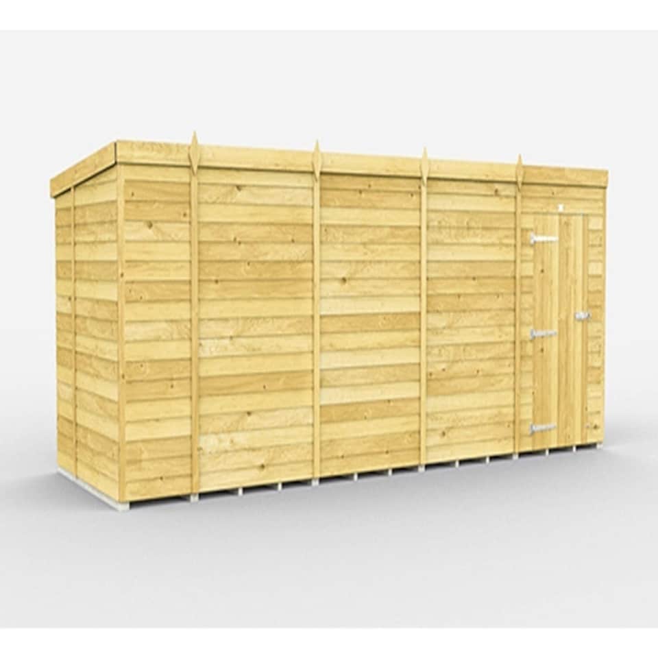image 1 of 17 x 6 Feet Pent Shed - Single Door Without Windows - Wood - L178 x W492 x H201 cm Brown