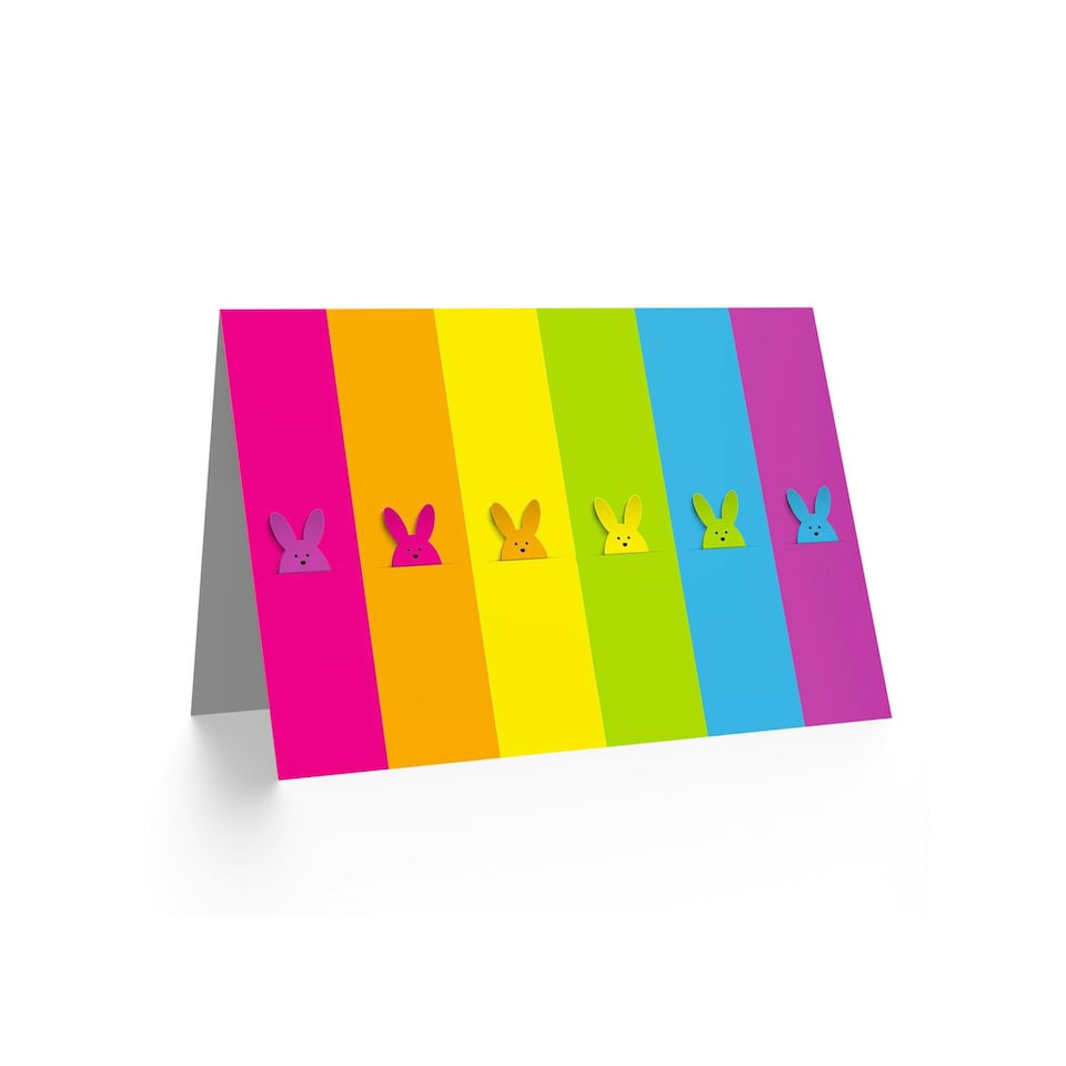 image 1 of Colourful Bunnies Stripes Easter Card