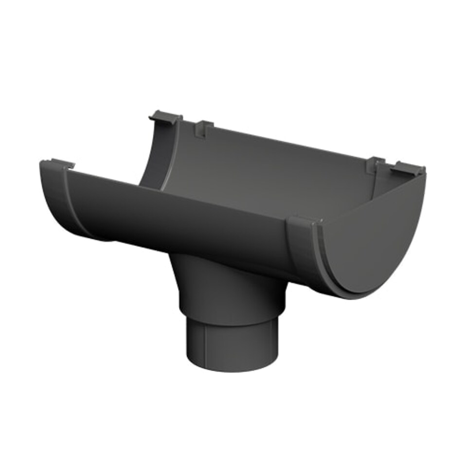 image 1 of FloPlast 170mm XtraFlo Industrial Half-Round Gutter Kit 20m - Stopend Outlet - Grey