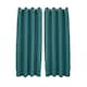 image 1 of Teal Linen Fabric Blackout Eyelet Curtains - 46x54 Inch Drop - 2 Panel | Blue | One Size