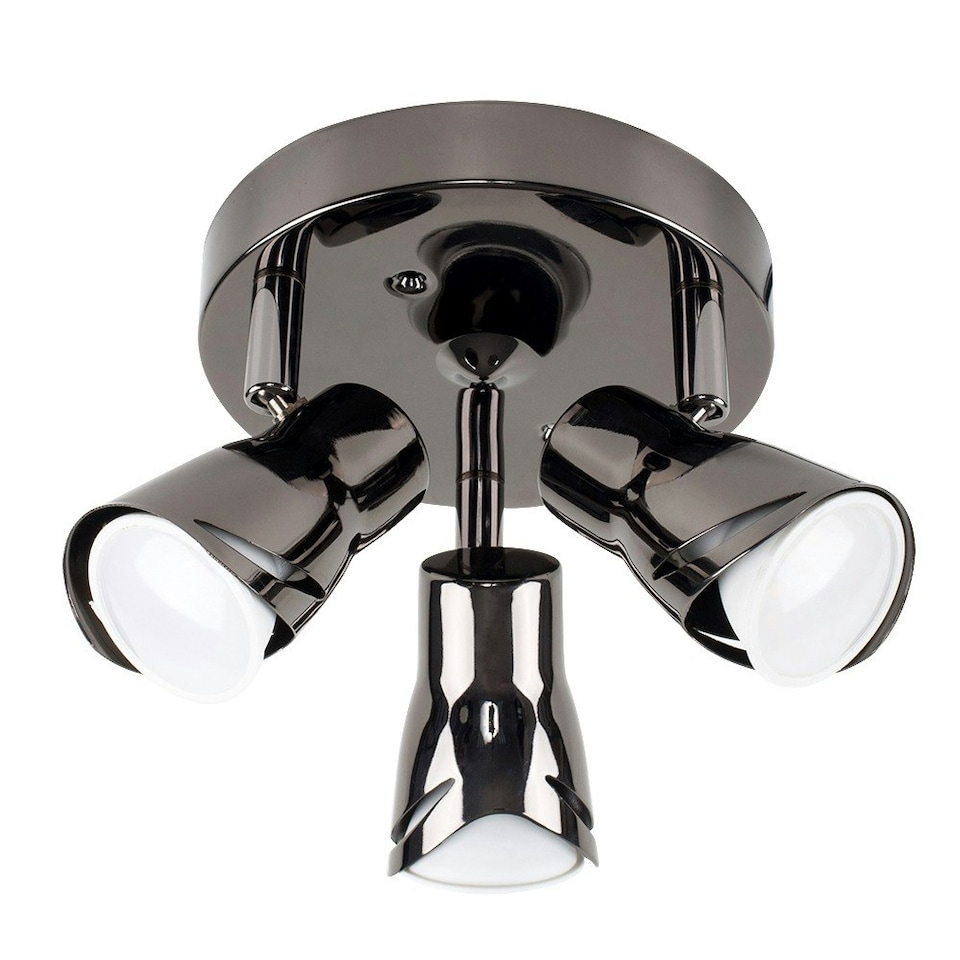 image 1 of ValueLights Modern Black Chrome 3 Way Sleek Round Adjustable Ceiling Spotlight