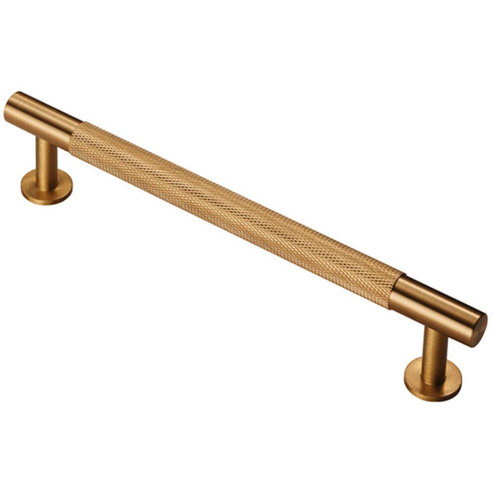Loops Knurled Bar Door Pull Handle 190 x 13mm 160mm Fixing Centres Satin Brass in Metallics