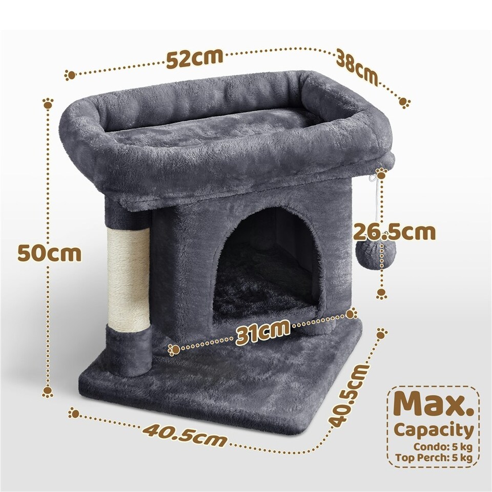image 1 of Yaheetech 50 cm 2-Level Cat Tree with Condo Dark Grey