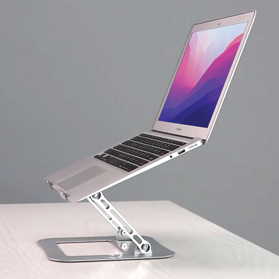 image 1 of Futura Laptop Stand Adjustable Portable Riser, Silver Foldable Aluminium Holder for MacBook AirPro and 11 to 17 inch Laptops | Silver | Silver | One Size | 1