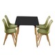 image 1 of 5PCs Dining Set - a Black Halo Dining Table & Set of 4 Lorenzo Tulip Chairs with Padded Seat | Green
