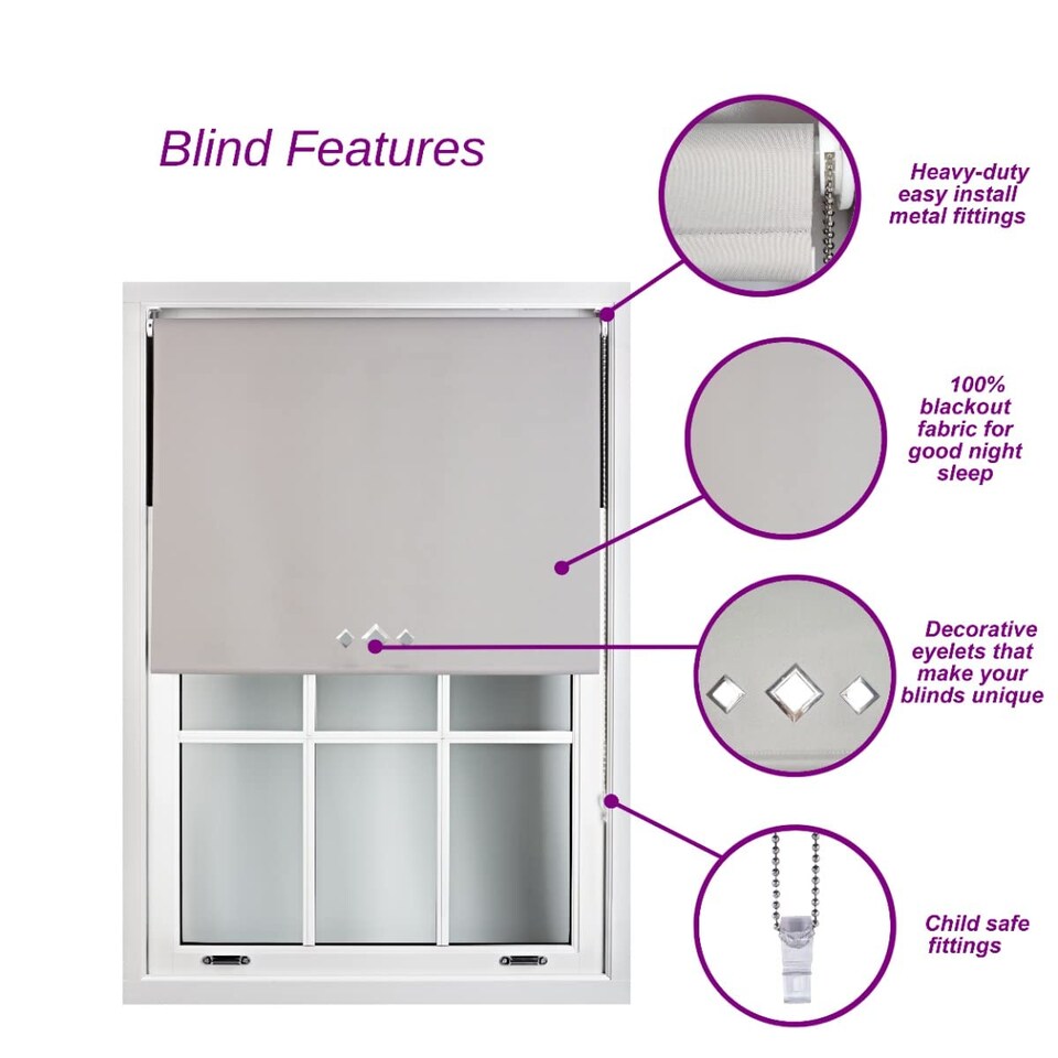 image 1 of FURNISHED Blackout Roller Blinds with Diamond Eyelets and Metal Fittings for Homes and Offices | Green | Green | (W) 110cm x (L) 165cm
