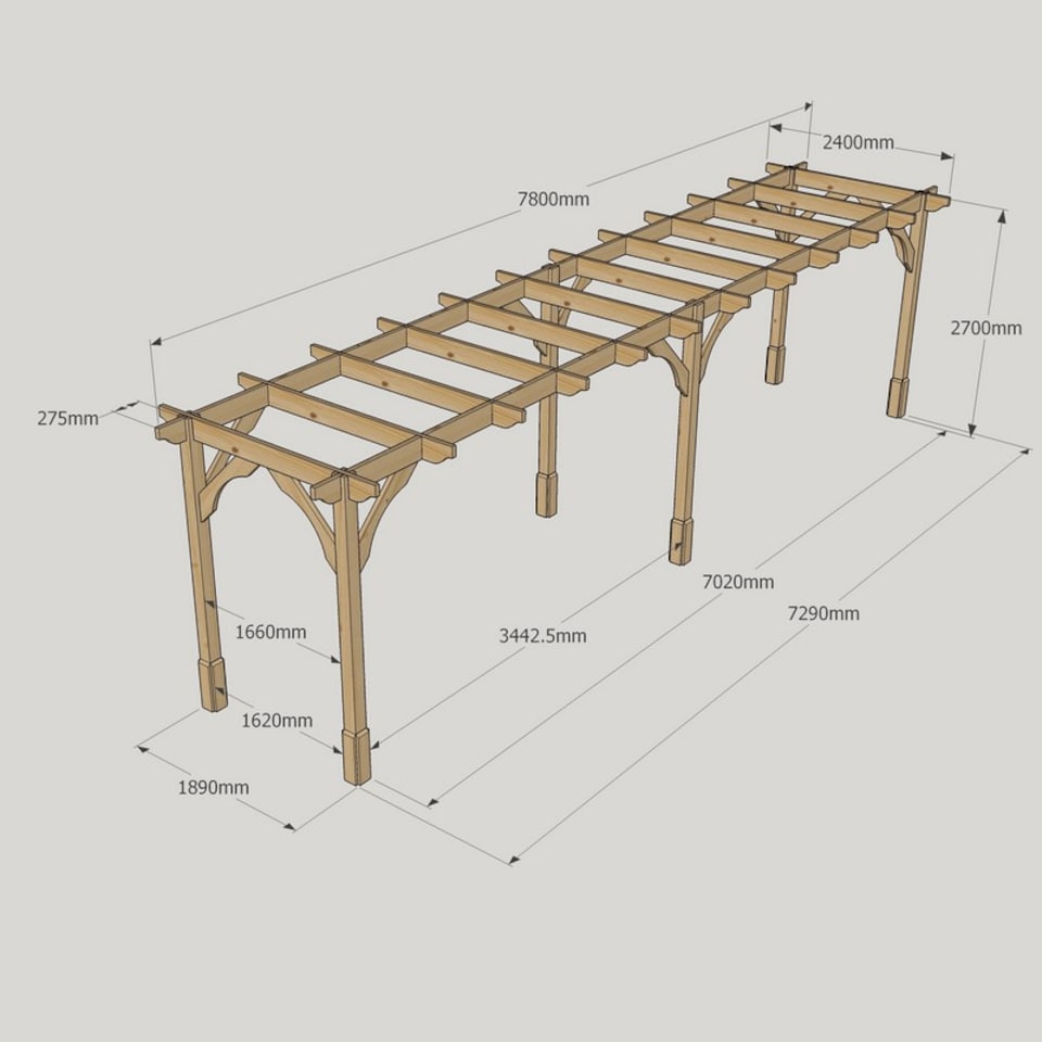 image 1 of Premium Pergola 6 Posts - Wood - L240 x W780 x H270 cm - Rustic Brown