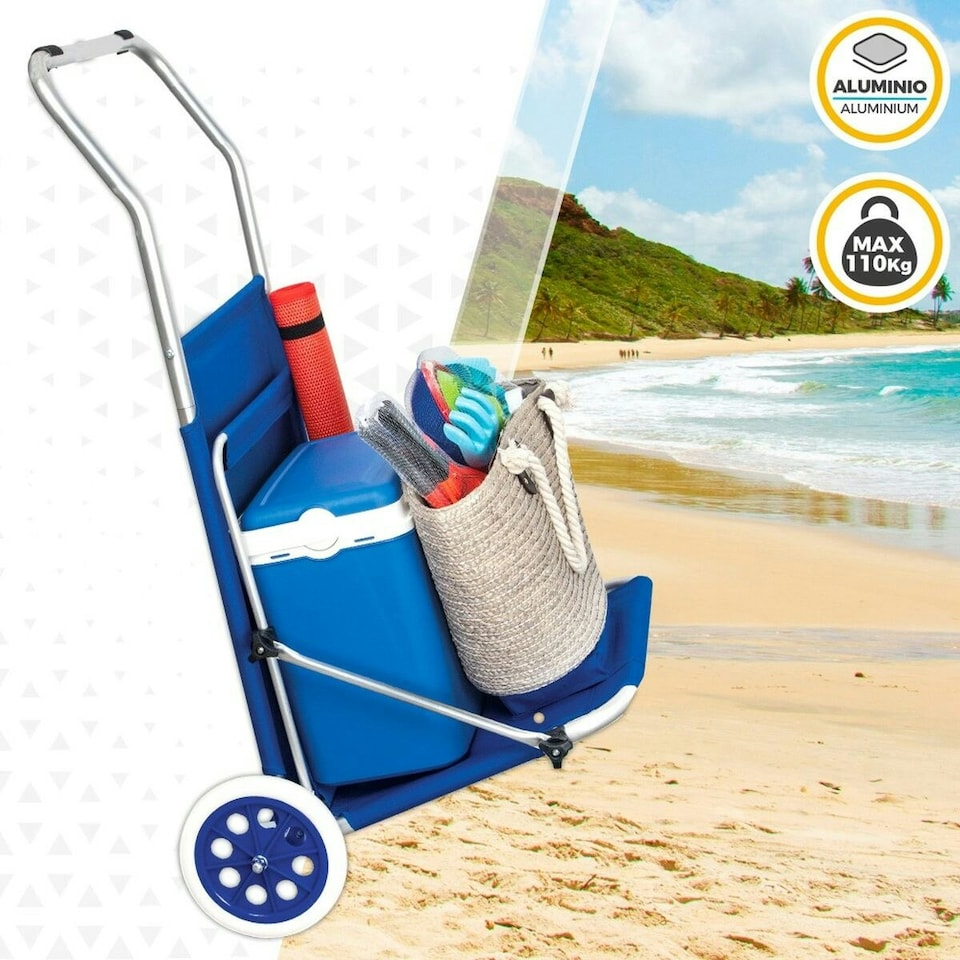 image 1 of Folding Lounger Camping Chair Aktive Blue 62 x 62 x 117 cm Folding cart Awning (2 Units) N/A