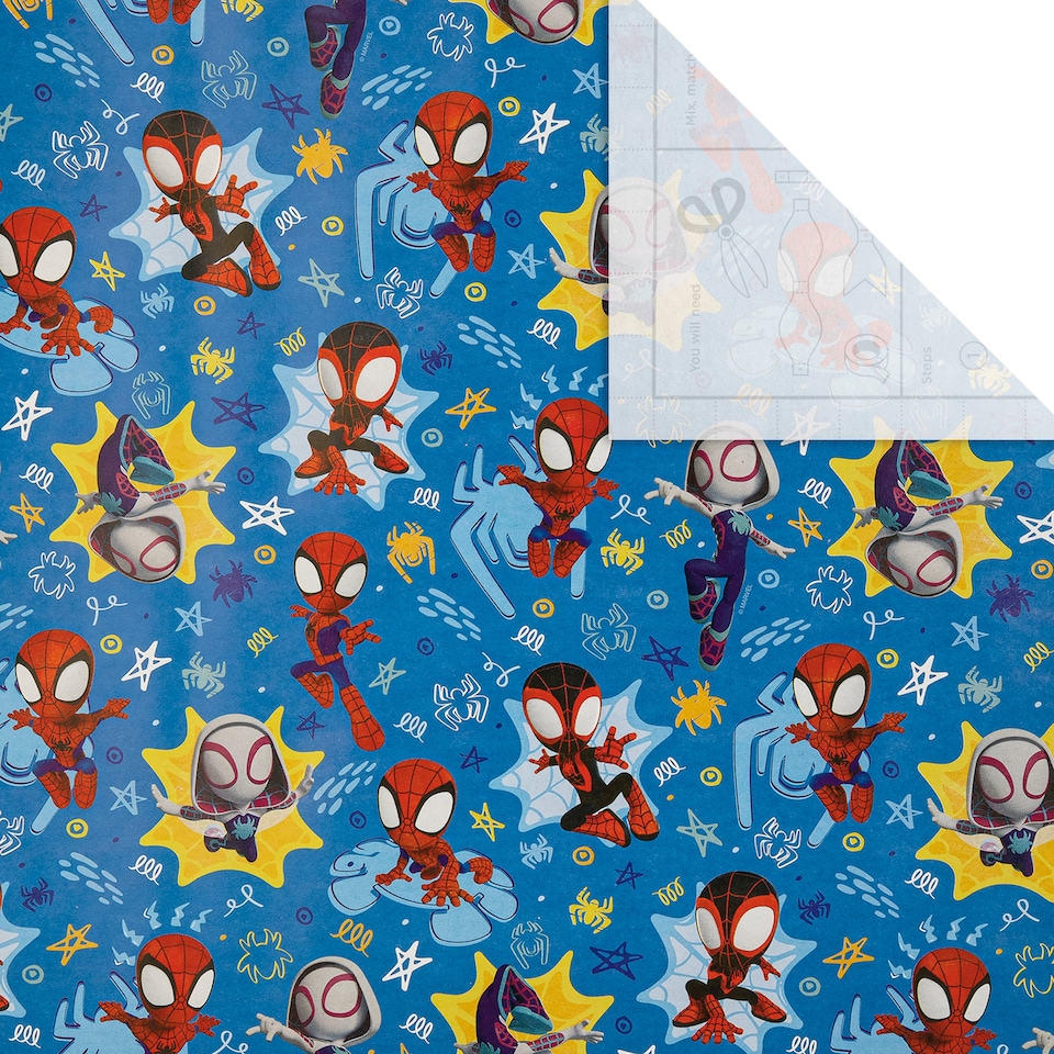 image 1 of Hallmark 6M Wrapping Paper - 3 X 2M Rolls - Marvel Spidey And Friends Design