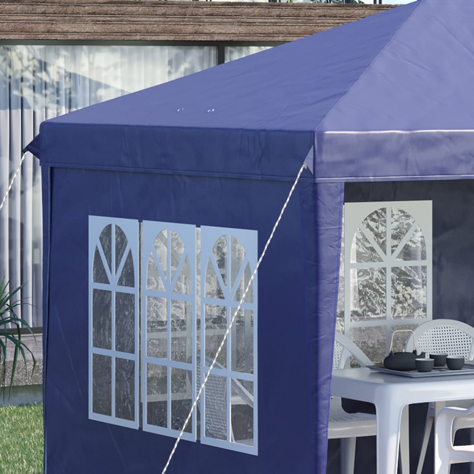 image 1 of Outsunny 3 x 6m Garden Pop Up Gazebo, Height Adjustable Marquee Party Tent with Sidewalls, Storage Bag, Blue
