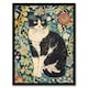 image 1 of Cat Flowers Portrait Animal Lover Living Room Black Framed Wall Art Print A4
