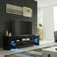 image 3 of TV Unit 160cm Black Gloss Door Black Matt Body with LED Glass Sides Black