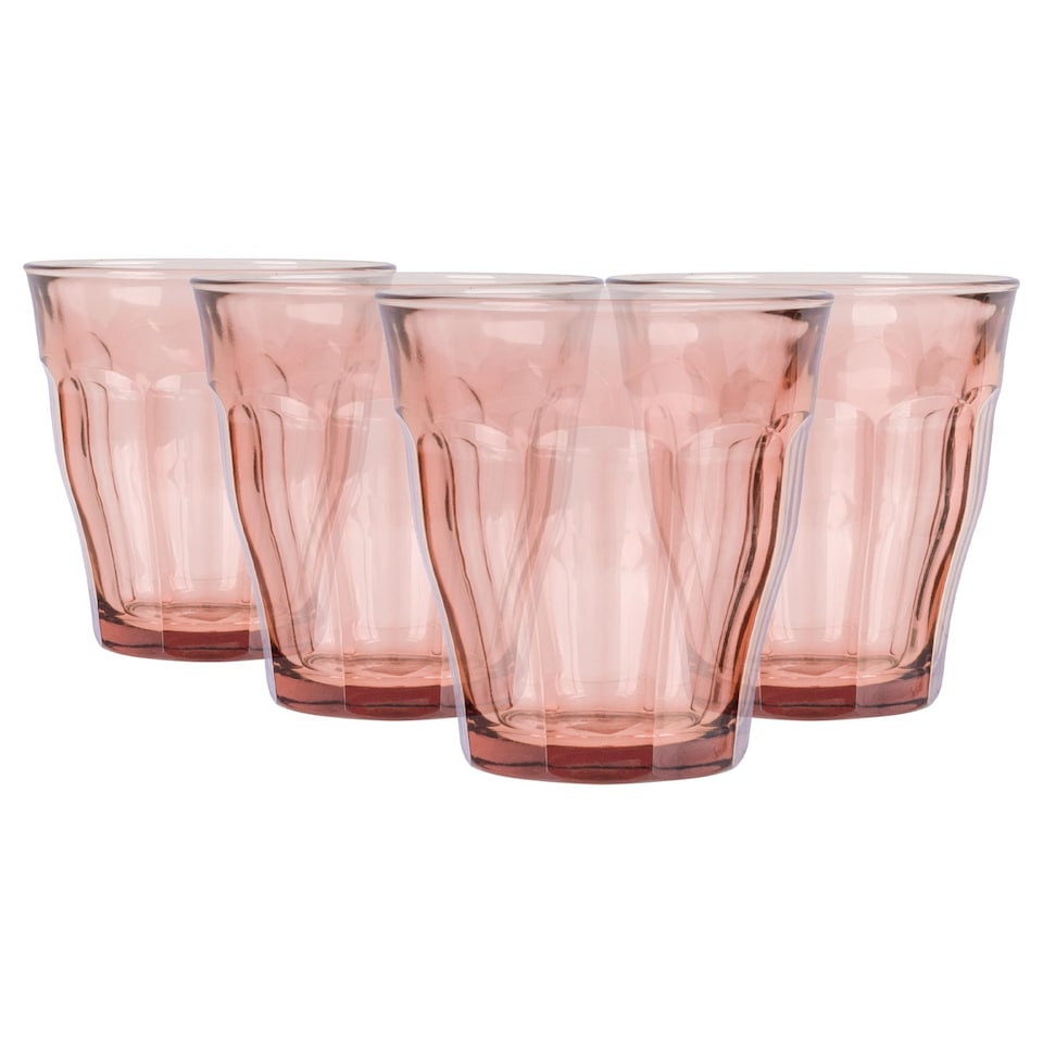 image 1 of Duralex Picardie Glass Tumblers - 250ml - Pink - Pack of 4 | Pink | Pink