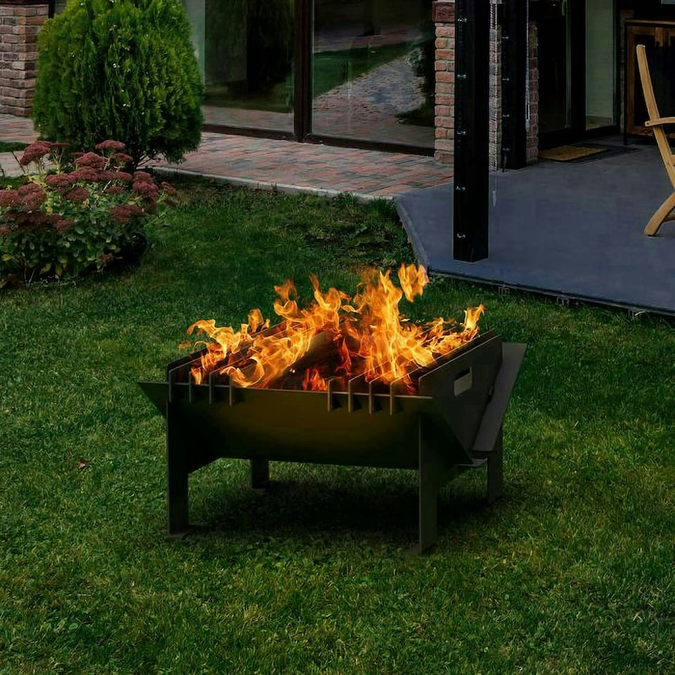 image 1 of Primrose Chic Steel Hex Metal Black Outdoor Fire Pit 58cm