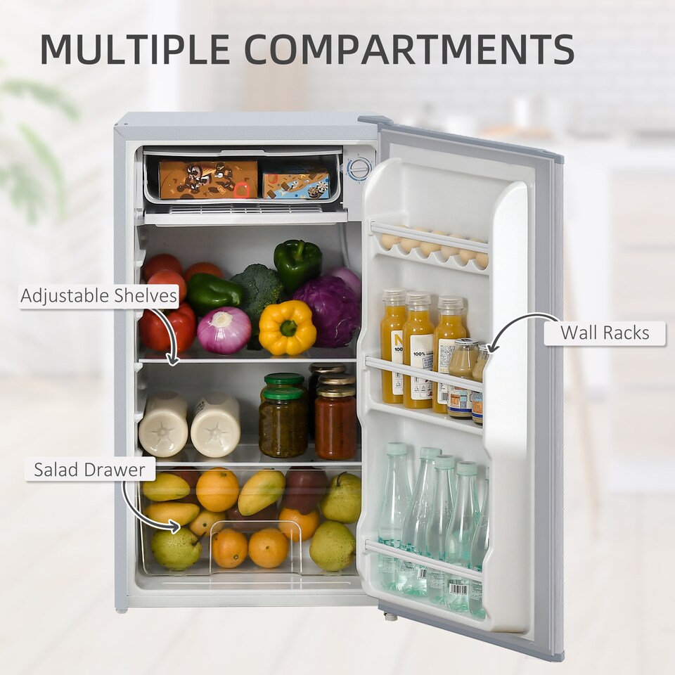 image 1 of HOMCOM 91L Freestanding Under Counter Fridge Grey
