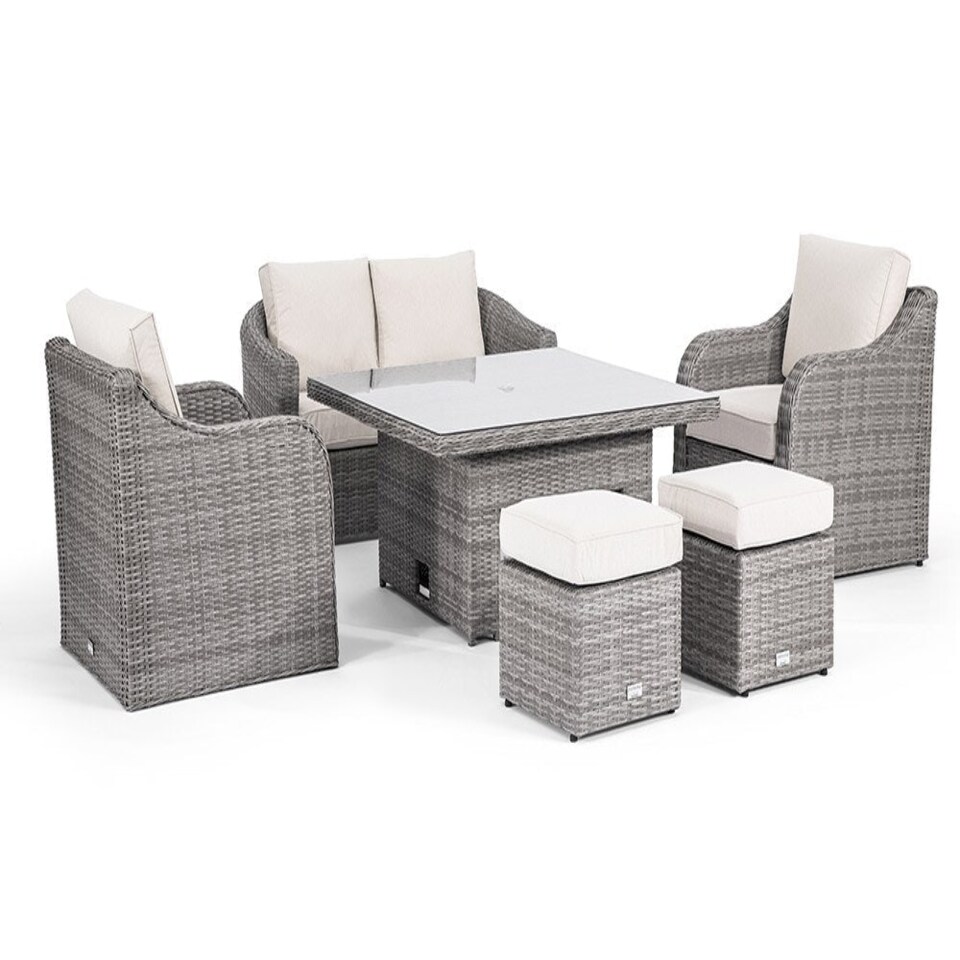 image 1 of Primrose Living Classic Rattan 6 Seater Sofa Set with Rising Table in Stone