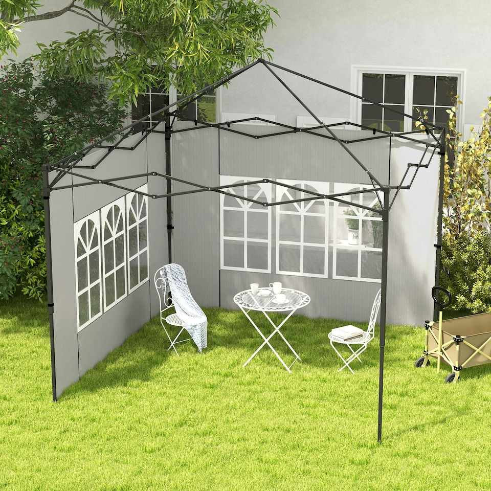 image 1 of Outsunny Gazebo Side Panels for 3x3(m) or 3x6m Gazebo Canopy, 2 Pack, White