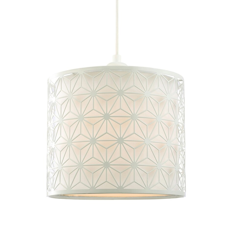 image 1 of Modern Geometric Pendant Lighting Shade with Inner White Cotton Drum Diffuser
