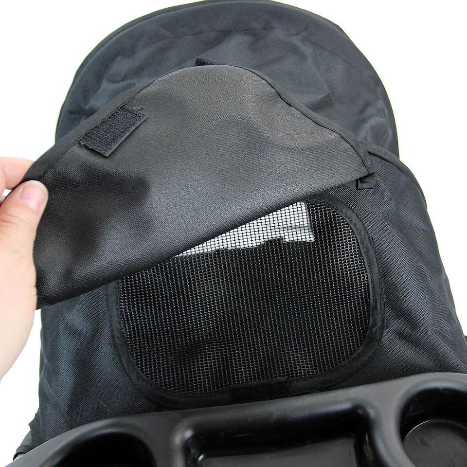 image 1 of Pet Stroller Dog Cat Puppy Pram Pushchair Travel Cart Jogging Buggy Carrier (Black with Cover)