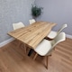 image 2 of Modern Dining Set with 4 Cream Plastic Chairs with Faux Leather Seats Kitchen Dining Furniture