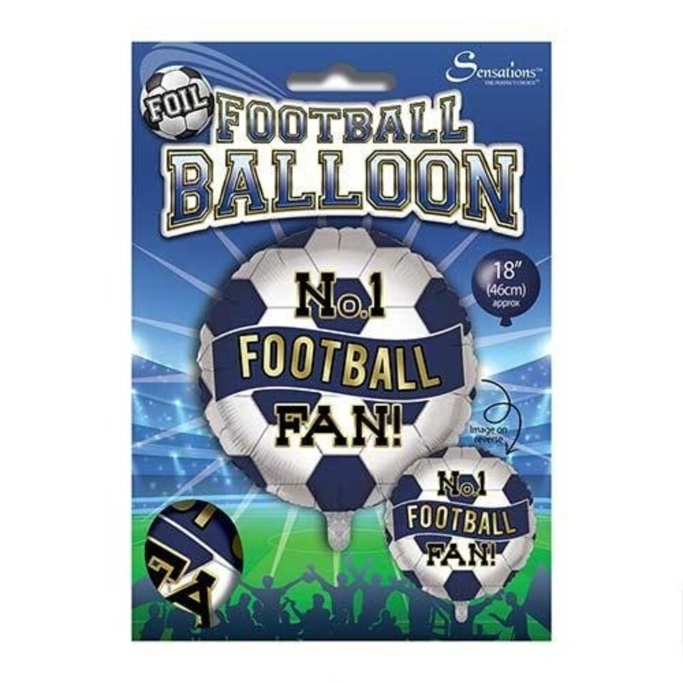 image 1 of Navy Blue & White No. 1 Football Fan Round Foil Helium Balloon 46cm / 18 in | Blue