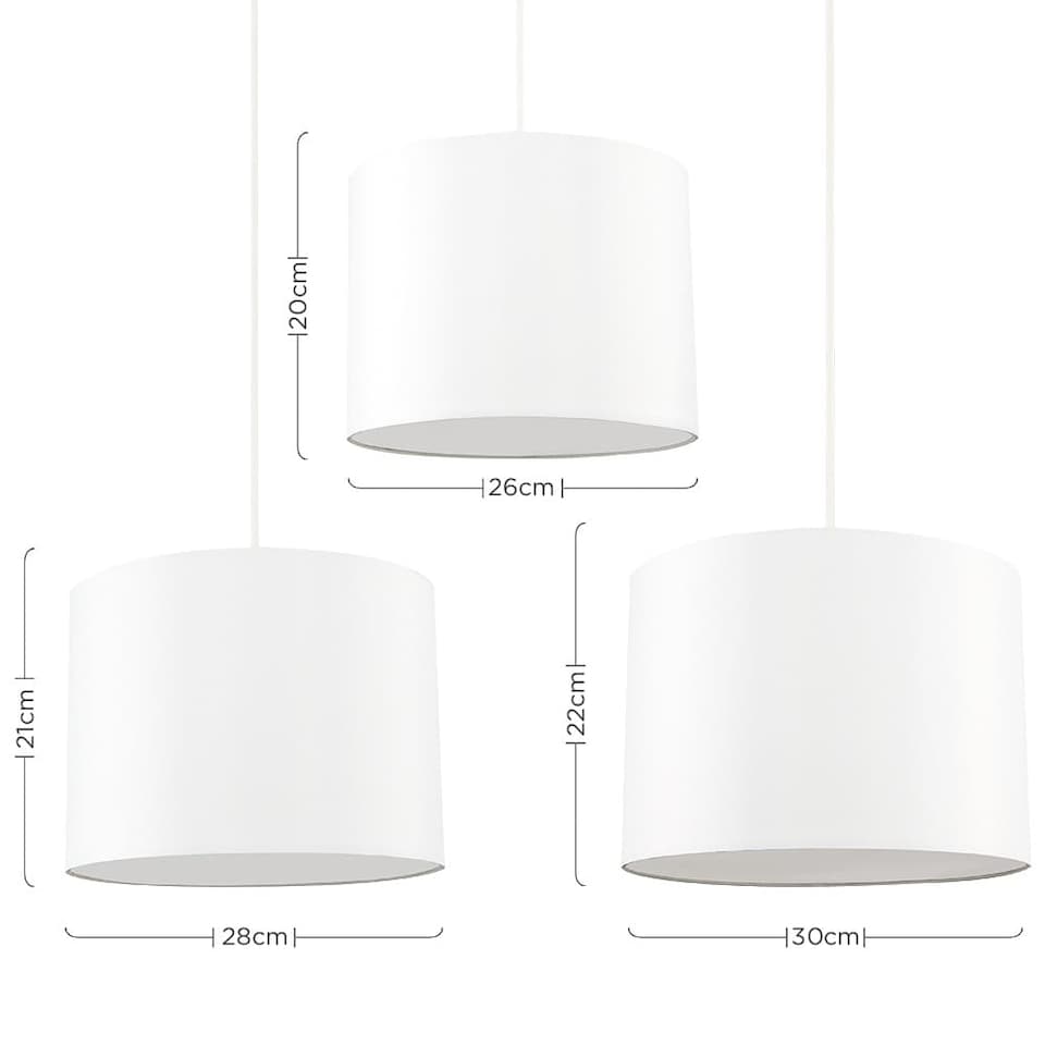 image 1 of ValueLights 3 Pack Modern Cream Drum Pendant Ceiling Light Shades With Diffusers