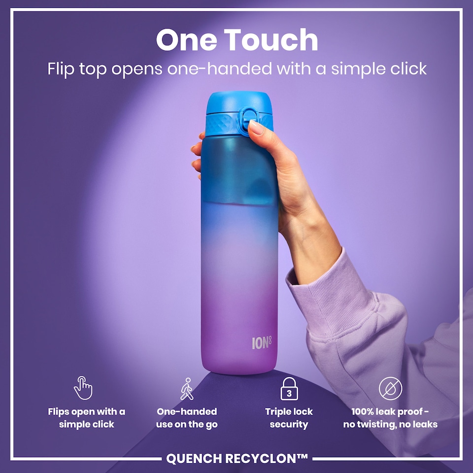 image 1 of Leak Proof 1 Litre Water Bottle, BPA Free, 1000ml (32oz) | Blue | Blue & Pink | 1L