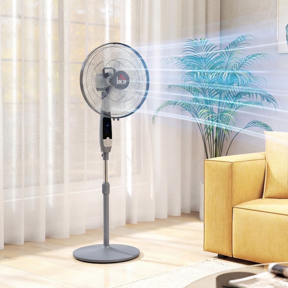 image 1 of HOMCOM 16 Oscillation Cooling Fan with Remote Adjustable Height