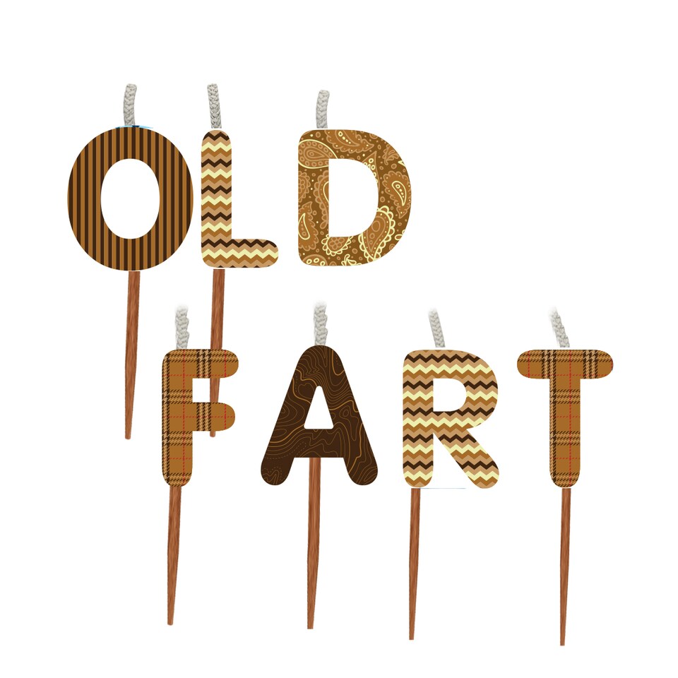 image 1 of Novelty Birthday Cake Candle Set - Old Fart