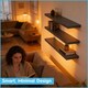 image 4 of Harbour Housewares 60cm Floating Wall Shelf - Photo Gallery Bookshelf Wall Shelves for Storage & Display | Brown | Walnut | 6