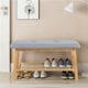 image 2 of Living and Home Bamboo Shoe Bench with Upholstery for Entryway
