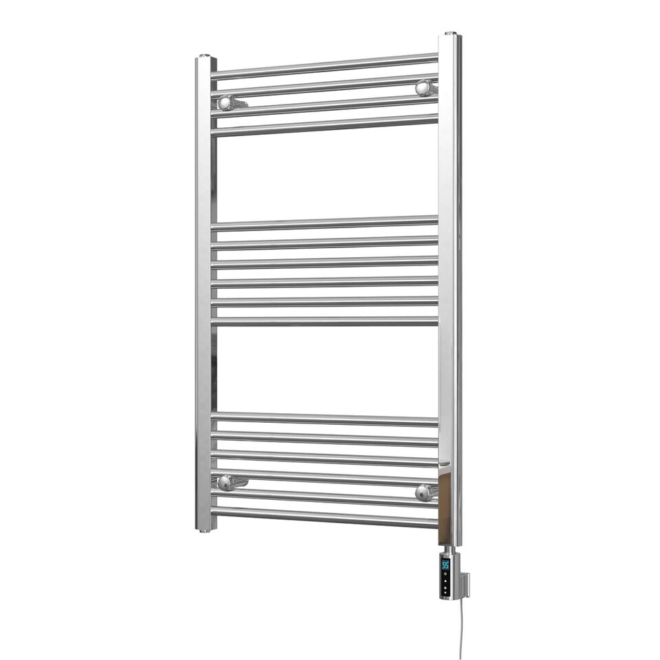 image 1 of Zennor Straight Electric Towel Rail Thermostatic WIFI Heated Bathroom Radiator - Chrome (H) 1000mm x (W) 600mm - 300W