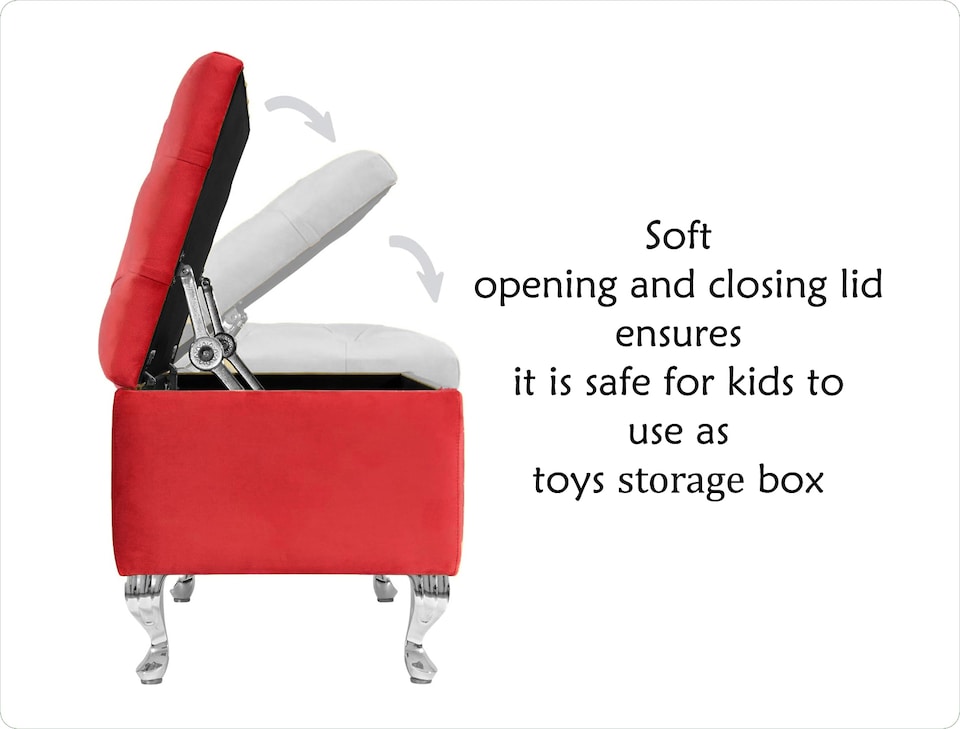 image 1 of Londona 137cm Chesterfield Ottoman Storage Bench - Plush Velvet Shoe Bench - Red Upholstery Footstool with Storage